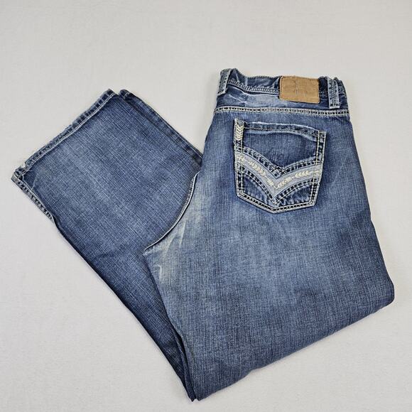 Stetson 1312 Modern Straight Leg Jean Mens 38x29 Blue Western Cowboy Embroidered - Picture 3 of 16